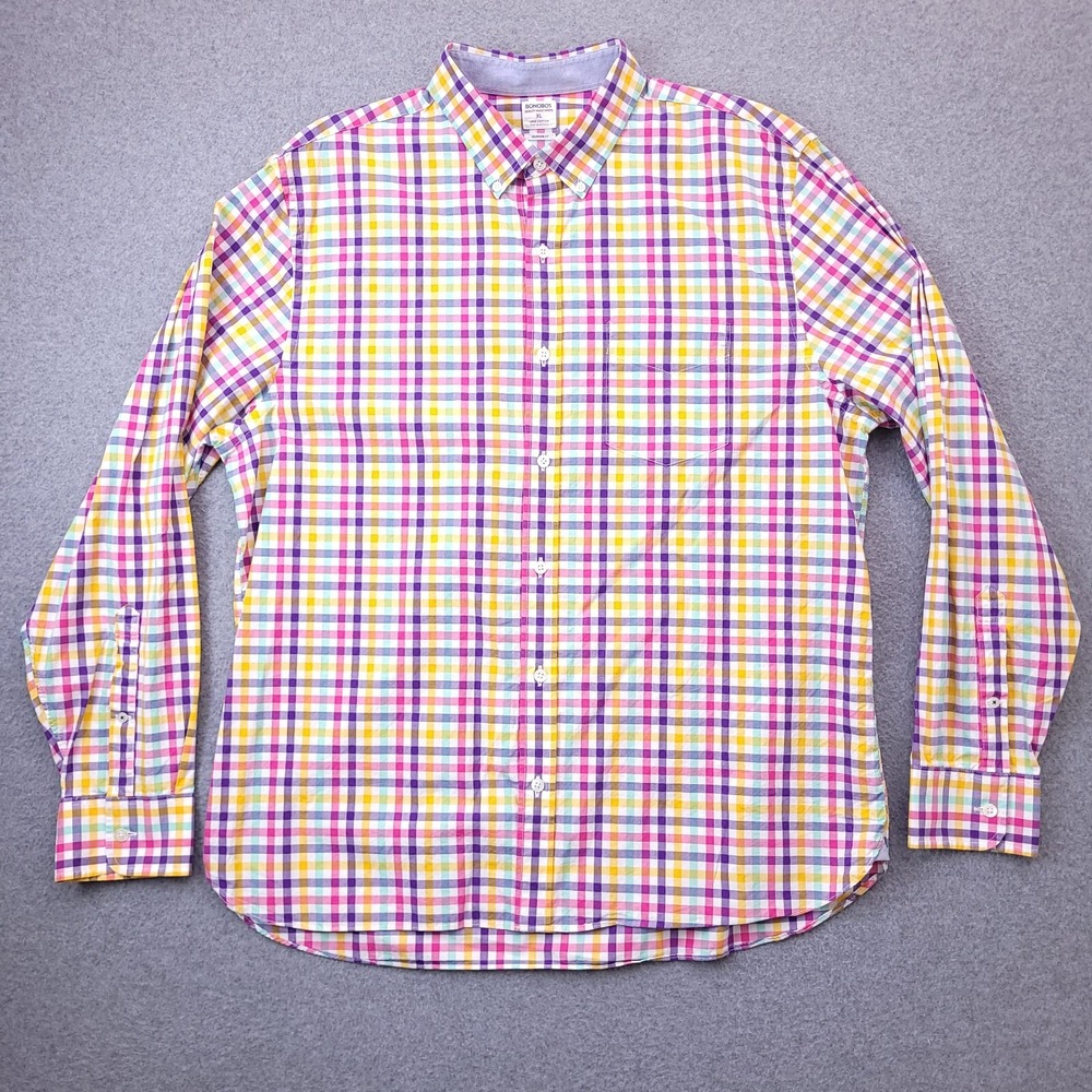 Bonobos Button Down Shirt XL Long Sleeve Cotton Multicolor Plaid Size Mens